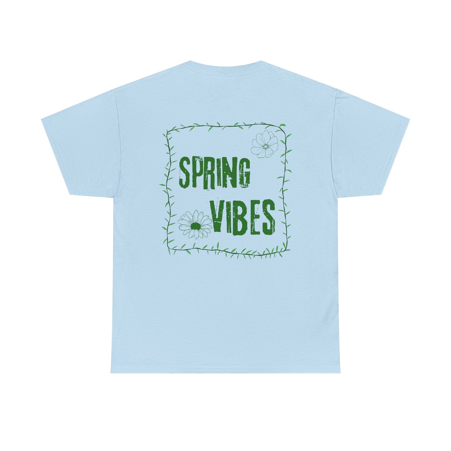 Spring Vibes T-Shirt — Green Floral Graphic Tee