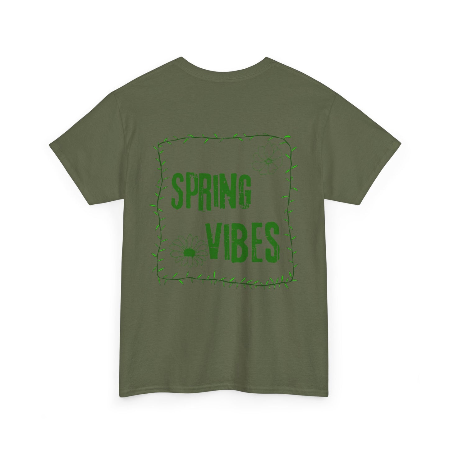 Spring Vibes T-Shirt — Green Floral Graphic Tee