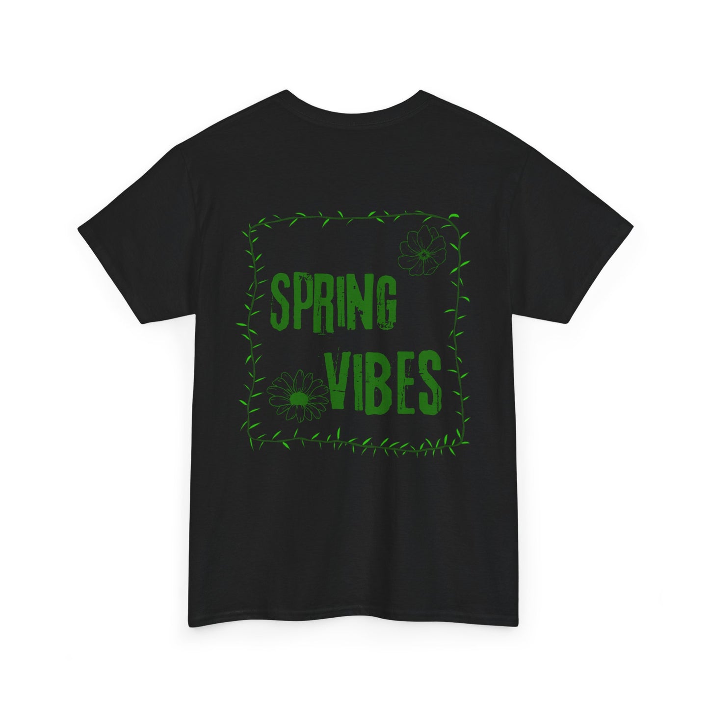 Spring Vibes T-Shirt — Green Floral Graphic Tee