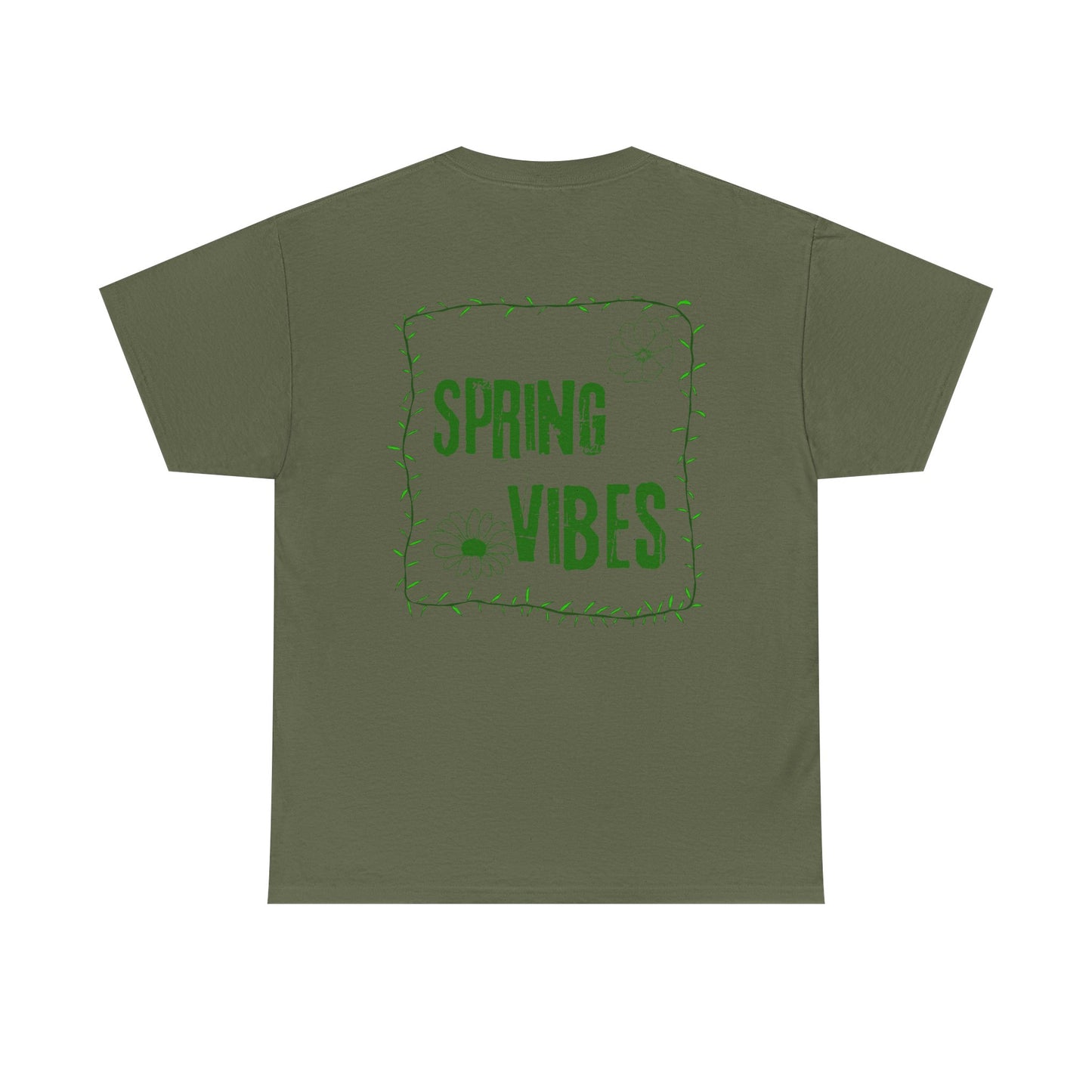 Spring Vibes T-Shirt — Green Floral Graphic Tee