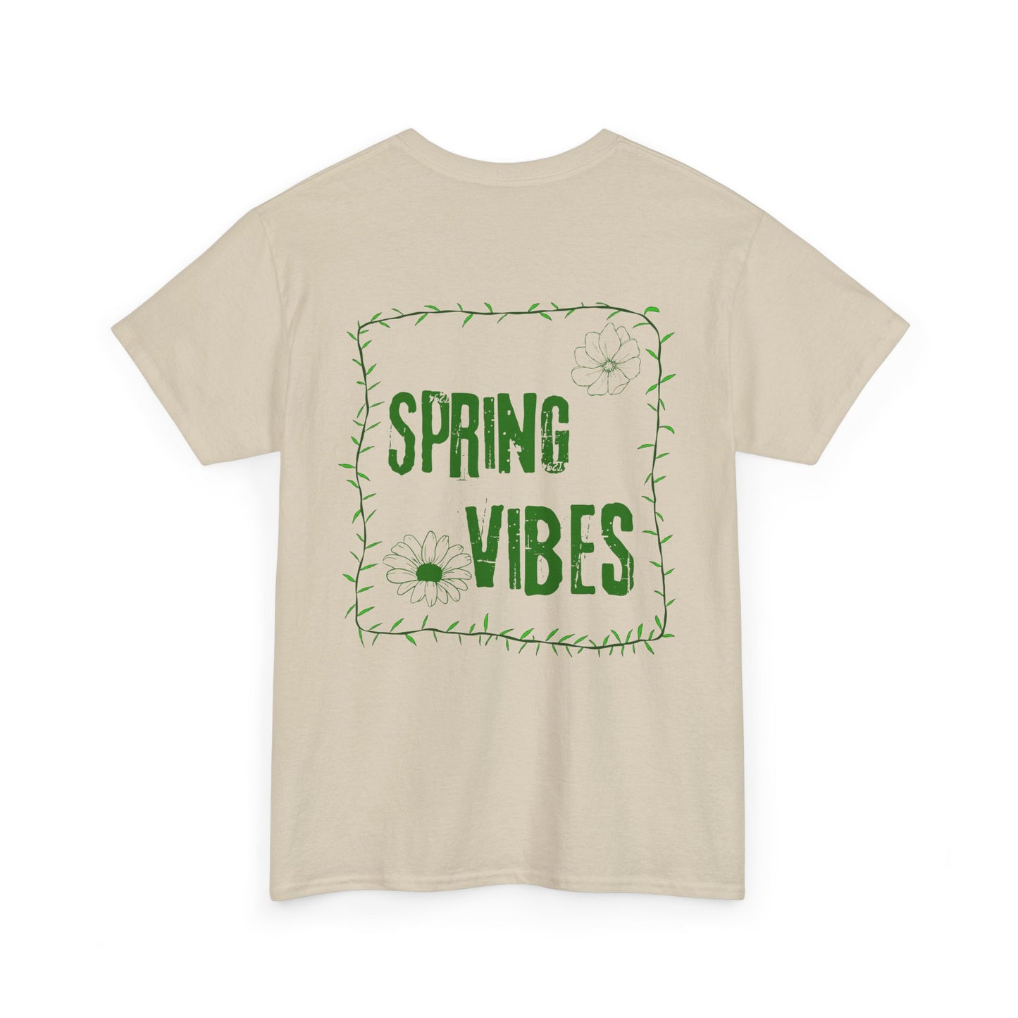 Spring Vibes T-Shirt — Green Floral Graphic Tee